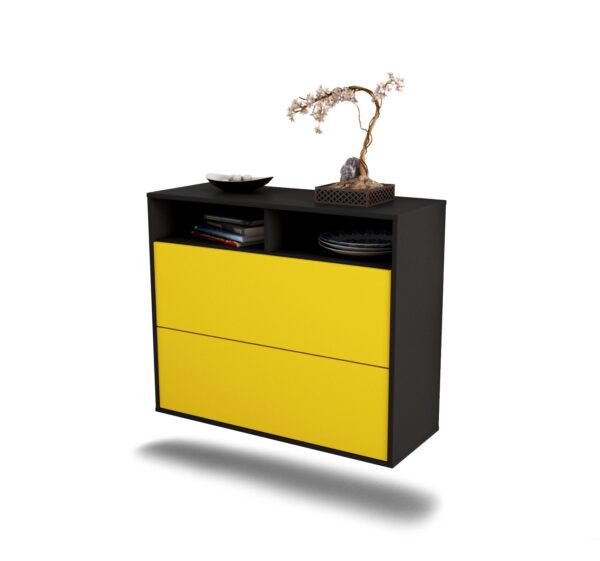 Sideboard Spring Valley | hängend | Korpus Anthrazit | Front in Gelb | 92x79x35cm (BxHxT)
