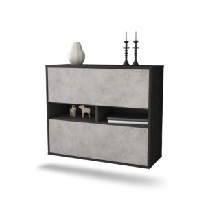Sideboard Jackson | hängend | Korpus Anthrazit | Front in Beton Optik | 92x79x35cm (BxHxT)