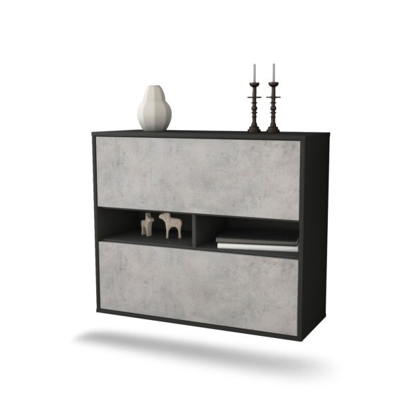 Sideboard Jackson | hängend | Korpus Anthrazit | Front in Beton Optik | 92x79x35cm (BxHxT)