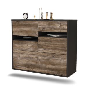 Sideboard Fayetteville | hängend | Korpus Anthrazit | Front in Treibholz Holz Optik | 92x79x35cm (BxHxT)