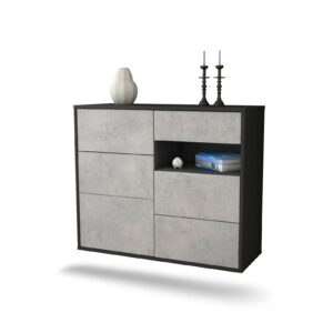 Sideboard Huntsville | hängend | Korpus Anthrazit | Front in Beton Optik | 92x79x35cm (BxHxT)