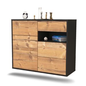 Sideboard Huntsville | hängend | Korpus Anthrazit | Front in Pinie Holz Optik | 92x79x35cm (BxHxT)