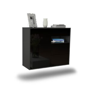 Sideboard Huntsville, Schwarz, hängend (92x79x35cm)