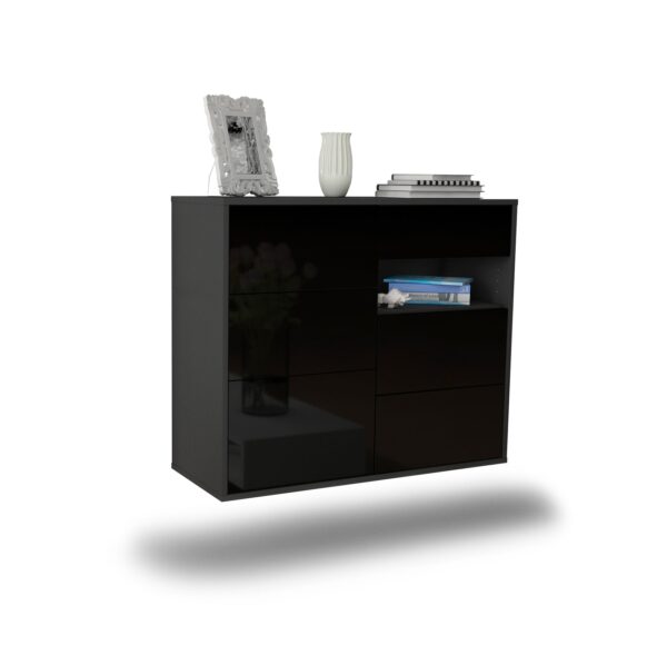 Sideboard Huntsville, Schwarz, hängend (92x79x35cm)