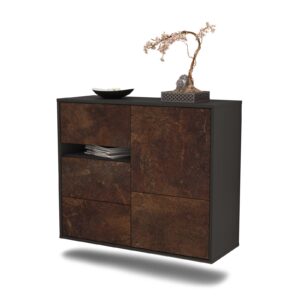 Sideboard Ontario | hängend | Korpus Anthrazit | Front in Rost Optik | 92x79x35cm (BxHxT)