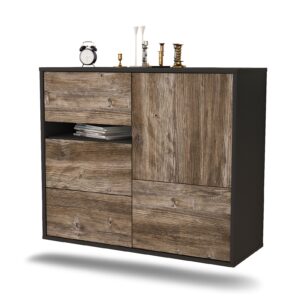 Sideboard Ontario | hängend | Korpus Anthrazit | Front in Treibholz Holz Optik | 92x79x35cm (BxHxT)