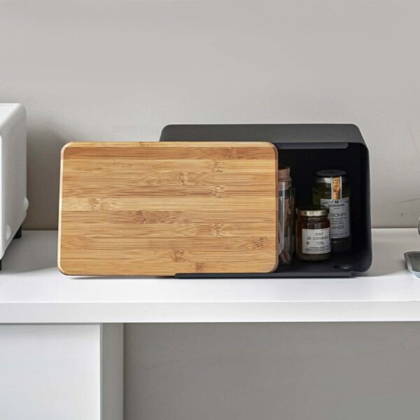 Brotkasten 31x18x24cm mit Schneidebrett "Tower" schwarz Yamazaki Home 5291