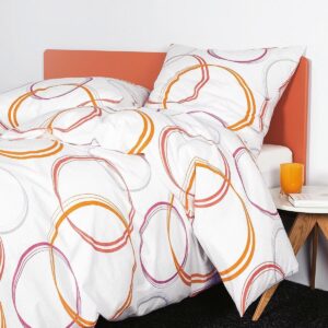 Bettwäsche Janine Seersucker Tango 20135-4 Kreise Orange Mauve 135x200