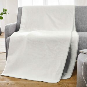 Ibena Wohndecke uni Doubleface Decke 2340-112 wollweiß 150x200