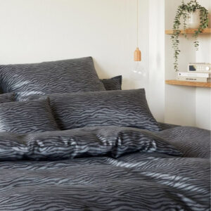 Elegante Mako Satin Bettwäsche Etosha 2419-9 Zebrafell Granit 135/200