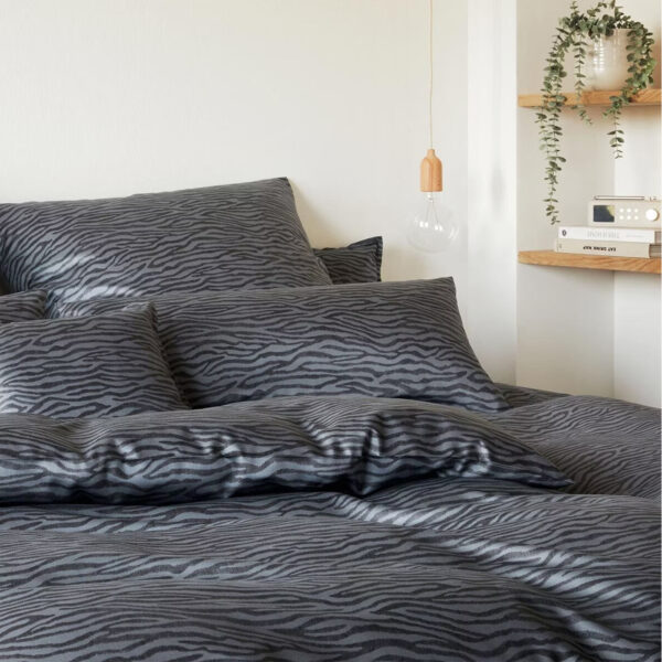 Elegante Mako Satin Bettwäsche Etosha 2419-9 Zebrafell Granit 135/200
