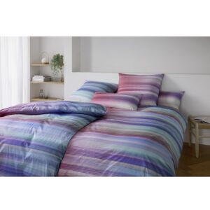 Elegante Mako Batist Bettwäsche Swoosh 24518-11 Streifen Blau 135x200