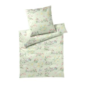 Elegante Mako Satin Bettwäsche Songbird 24525-4 Vögel Grün 135x200