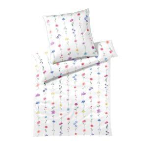 Elegante Mako Satin Bettwäsche Flower Show 24526-0 Blumen Weiß 135x200