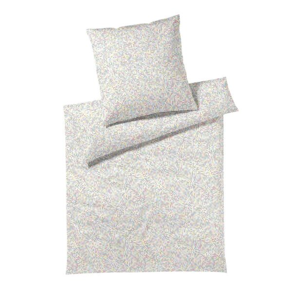 Elegante Mako Satin Bettwäsche Pixie 24535-0 Pixel Weiß Bunt 135x200
