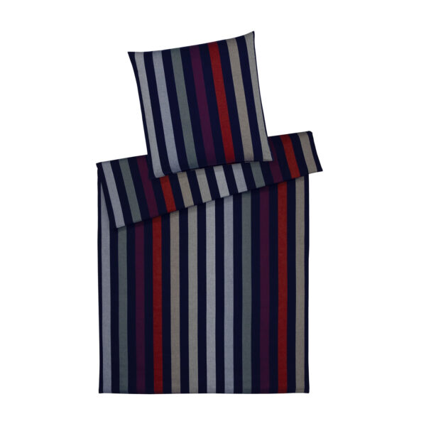 Elegante Flanell Bettwäsche Swift 26004-2 Streifen Navy Blau 135x200