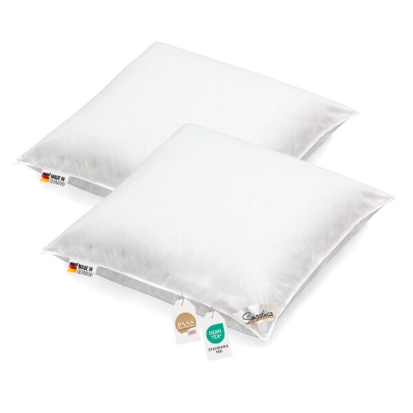 2 Stück Kopfkissen 1100g neue weiße Federn Klasse 1 Daunenpass 80x80