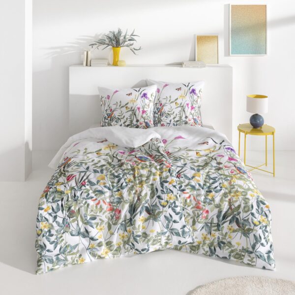 Estella Seersucker Bettwäsche Robina 3612-530 Vögel Blätter 135x200