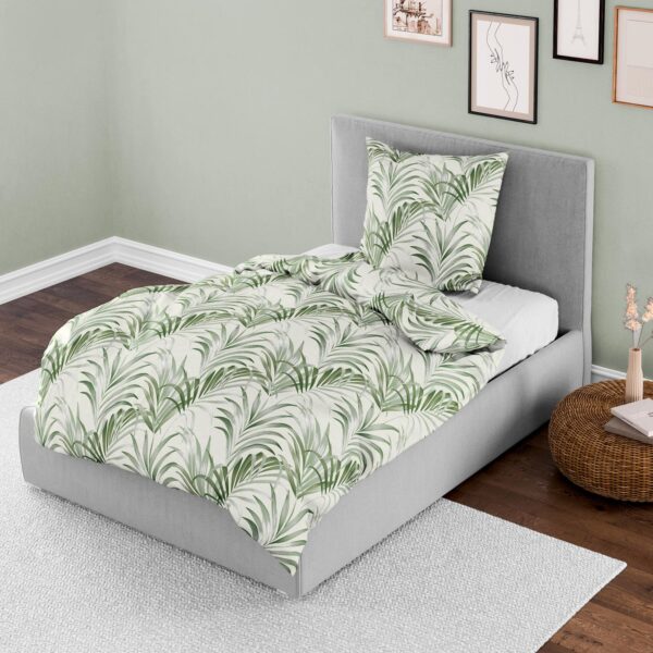 Bettwäsche Bierbaum Mako Satin 4131-30 Blätter Grün Beige 135x200