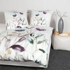 Janine Mako Satin Bettwäsche Modern Art 42140-05 Aquarell Gras 135x200