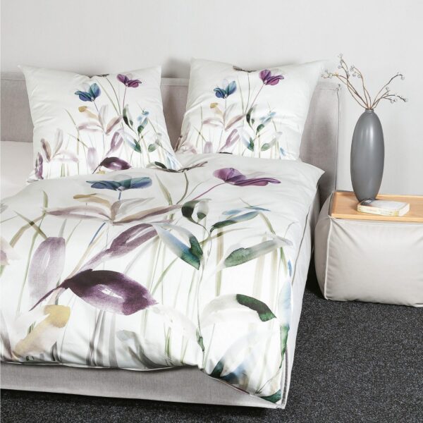 Janine Mako Satin Bettwäsche Modern Art 42140-05 Aquarell Gras 135x200