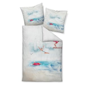 Janine Mako Satin Bettwäsche Modern Art 42142-02 Schwimmer 135x200