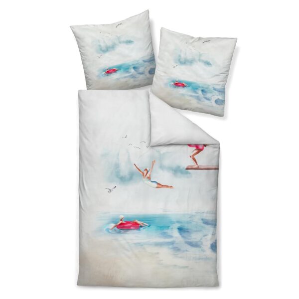 Janine Mako Satin Bettwäsche Modern Art 42142-02 Schwimmer 135x200