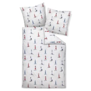 Janine Mako Satin Bettwäsche Modern Art 42144-02 Leuchtturm 135x200