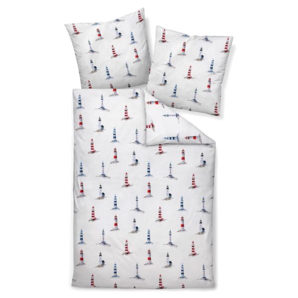 Janine Mako Satin Bettwäsche Modern Art 42144-02 Leuchtturm 135x200