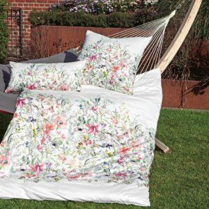 Janine Mako Satin Bettwäsche Milano 45088-01 Rosa Grün Geblümt 135x200