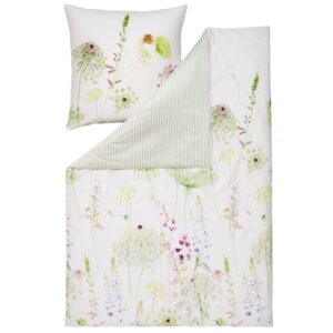 Estella Mako Satin Bettwäsche Meadow 4704-530 Blumen Streifen 135x200