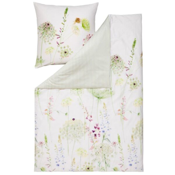 Estella Mako Satin Bettwäsche Meadow 4704-530 Blumen Streifen 135x200