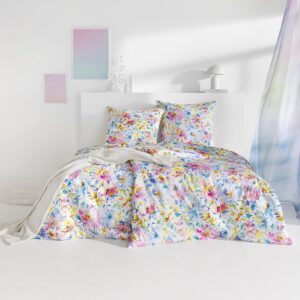 Estella Mako Satin Bettwäsche Alanis 4826-985 Aquarell Bumen 135x200