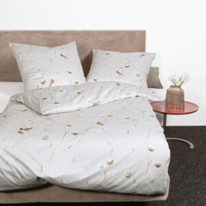 Janine Interlock Jersey Bettwäsche Carmen 55094-08 Vögel Grau 135x200
