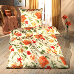 Estella Interlock Jersey Bettwäsche Sofia 6549-450 Blumen Gelb 135x200