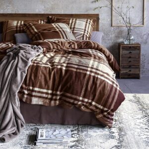 Bettwäsche Irisette Flanell Alpaka 8456-60 rot grau kariert 135x200