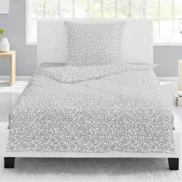 Irisette Seersucker Bettwäsche 8516-11 Gräser Grau Weiß 135x200