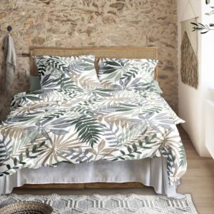 Irisette Seersucker Bettwäsche Easy 8579-30 Blätter Grün Grau 135x200