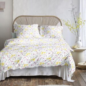 Irisette Seersucker Bettwäsche Easy 8606-90 Blumen Gelb Rosa 135x200