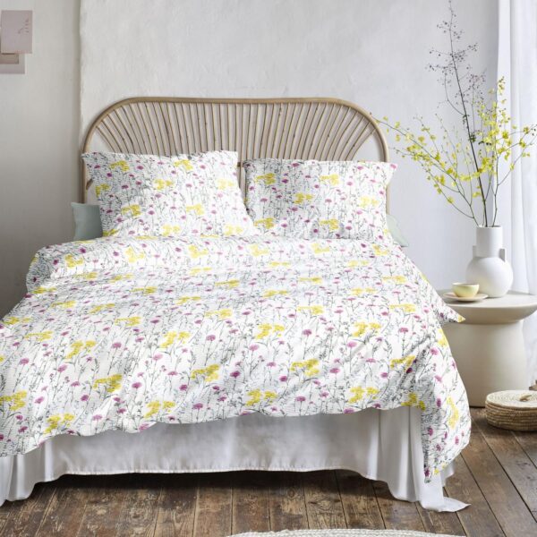 Irisette Seersucker Bettwäsche Easy 8606-90 Blumen Gelb Rosa 135x200