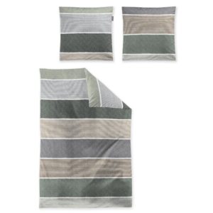 Irisette Seersucker Bettwäsche Easy 8608-30 Streifen Grün Grau 135x200