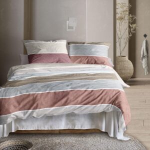 Irisette Seersucker Bettwäsche Easy 8608-60 Streifen Rot Grau 135x200