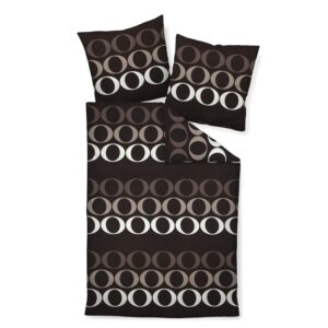 Bettwäsche Janine Mako Satin J.D. 87034-07 Kreise Grau Schwarz 135x200
