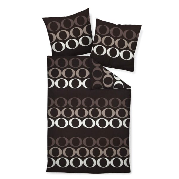 Bettwäsche Janine Mako Satin J.D. 87034-07 Kreise Grau Schwarz 135x200