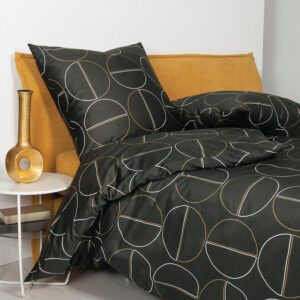 Bettwäsche Janine Mako Satin J.D. 87087-2 Kreise Anthrazit 135x200