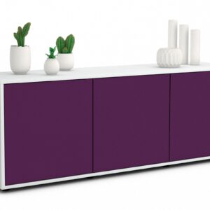 Lowboard Allegra | Korpus Weiß | Front in Lila | 136x49x35cm (BxHxT)
