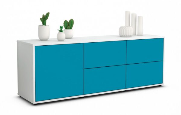 Lowboard Aloisia, Türkis (136x49x35cm)