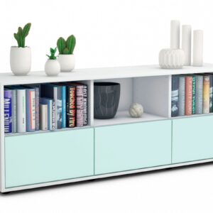 Lowboard Amalia | Korpus Weiß | Front in Mint | 136x49x35cm (BxHxT)