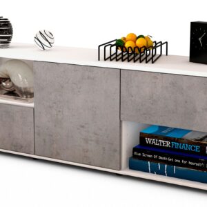 Lowboard Ambra | Korpus Weiß | Front in Beton Optik | 136x49x35cm (BxHxT)