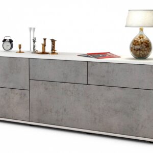 Lowboard Anais | Korpus Weiß | Front in Beton Optik | 136x49x35cm (BxHxT)